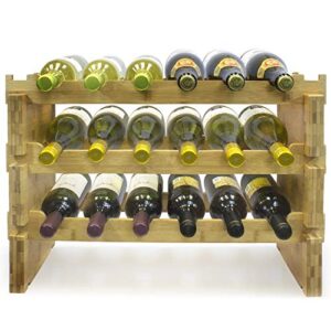 Sorbus Stackable Bamboo Wine Rack — Classic Style Wine Racks for Bottles — Perfect for Bar, Wine Cellar, Basement, Cabinet, Pantry, etc. (3-Tier)