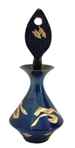 sharvgun islamic brass surmadani antique bottle hand pot women eyeliner kajal holder heart shape case vintage wedding party without surma-2.5 inch