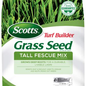 Scotts Turf Builder Grass Seed Tall Fescue Mix Grows Deep Roots for a Durable, Livable Lawn Resistant to Heat, Drought, 3lb.