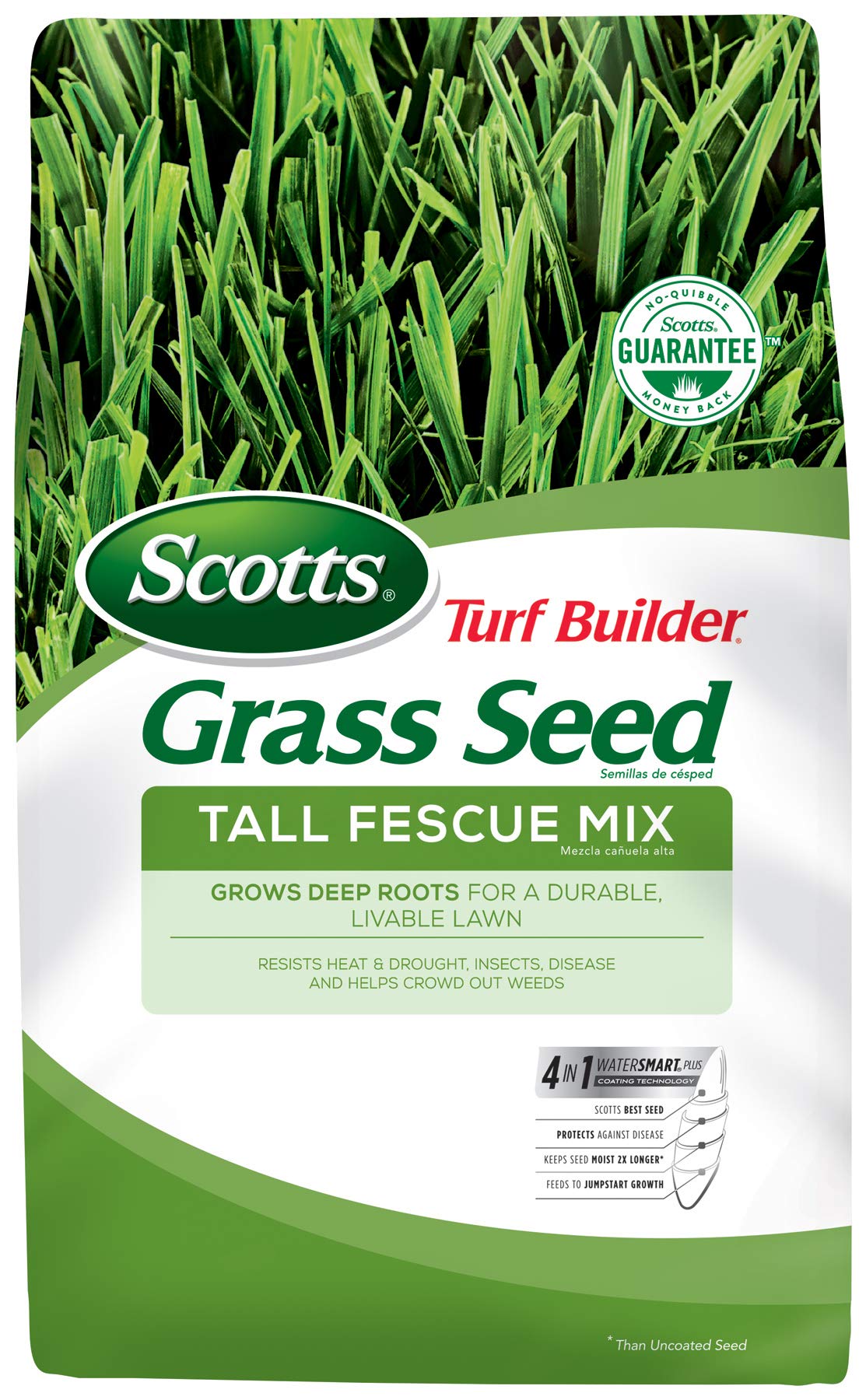 Scotts Turf Builder Grass Seed Tall Fescue Mix Grows Deep Roots for a Durable, Livable Lawn Resistant to Heat, Drought, 3lb.