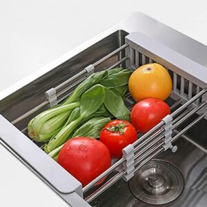 nathnalt sink dish drying rack. sink dish drying rack for vegetables and fruits. suitable for 12.6″to 17.5″ square sinks upper.