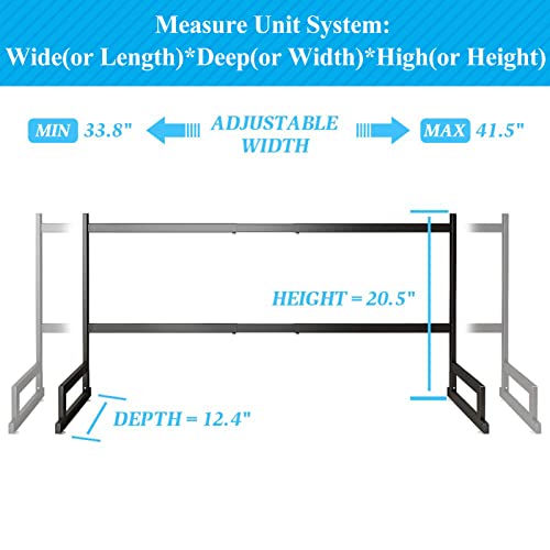 Dish Drying Rack, Over The Sink Dish Drying Rack Length Adjustable (From 33.8" to 41.5"), 2 Tier Large Dish Rack with Cup Holder Utensil Holder Caddy, Kitchen Counter Dish Drainer Organizer, Black
