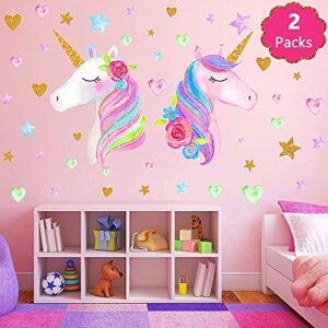 unicorn wall decals stickers for girls room,large size unicorn wall stickers decors for gilrs kids bedroom birthday party