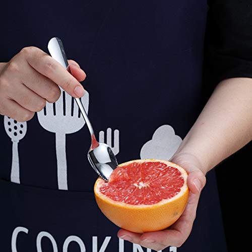 Grapefruit Spoons 5 Pieces Set, 4 Stainless Steel Grapefruit Spoon And 1 Grapefruit knife With Titanium Plating, Grapefruit Utensil Set, Serrated Edges Spoon pack of 5 ( Silver)