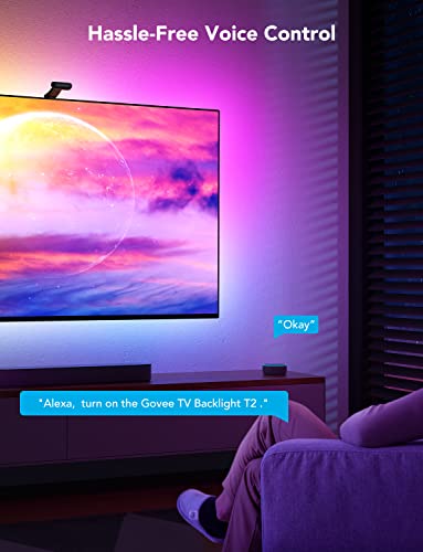 Govee Envisual TV LED Backlight T2 with Dual Cameras, 11.8ft RGBIC Wi-Fi LED Strip Lights for 55-65 inch TVs, Double Strip Light Beads, Adapts to Ultra-Thin TVs, Smart App Control, Music Sync, H605C