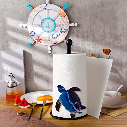 Turtle Paper Towel Holder Metal Kitchen Countertop Paper Towel Holder Oil Absorbing Paper Towel Holder Coastal Sea Turtle Towel Holder Nautical Ocean Paper Towel Stand Blue Beach House Decor