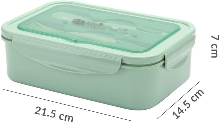 Bento Box, Lunch Box for Kids Adults, 3 Compartment Bento Lunch container, Food Storage Container Boxes, BPA Free On-the-Go Meal Prep Containers, Microwave/Dishwasher/Freezer Safe (Green)