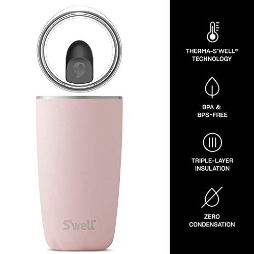 S'well tainless Steel Tumbler-18 Fl Oz-Pink Topaz-Triple-Layered Vacuum Insulated Containers Keeps Drinks Cold for 17 Hours and Hot for 4-with No Condensation-BPA Free Water Bottle, 18 oz