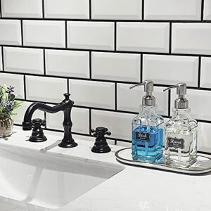 JASAI 2Pack Antique Design Glass Soap Dispenser with Rust Proof 304 Stainless Steel Pump, Refillable Hand Soap Dispenser with 10Pcs Stickers, Premium Soap Dispenser for Kitchen & Bathroom (Clear)