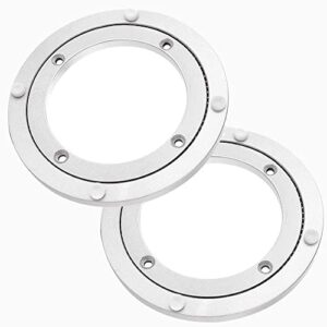 2pcs 5.5inch Aluminium Alloy Lazy Susan Turntable Bearings, Round Rotating Bearing Turntable Base, 360 Degree Rotating Swivel Plate Lazy Susan Hardware for Kitchen Dining Table, 110lbs Capacity