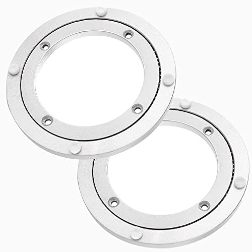 2pcs 5.5inch Aluminium Alloy Lazy Susan Turntable Bearings, Round Rotating Bearing Turntable Base, 360 Degree Rotating Swivel Plate Lazy Susan Hardware for Kitchen Dining Table, 110lbs Capacity