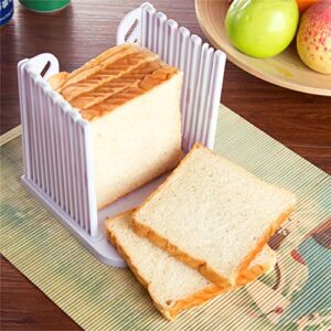 Adjustable Toast Slicer Toast Cutting Guide for Homemade Bread, Plastic Bread Slicer Loaf for Slicing Bread Foldable Kitchen Baking Tools (White)