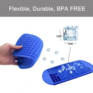 Silicone Mini Ice Cube Trays 2 Pack, 160 Small Ice Cube Molds Easy Release Crushed Ice Cube for Chilling Whiskey Cocktail, BPA Free Flexible Stackable and Durable Soft Mold Storage Containers