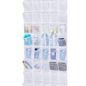 AOODA Over The Door Hanging Pantry Snack Organizer 40 Mesh Pockets Kids Shoe Rack Hanger Holder for Closet, White