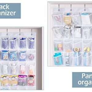 AOODA Over The Door Hanging Pantry Snack Organizer 40 Mesh Pockets Kids Shoe Rack Hanger Holder for Closet, White