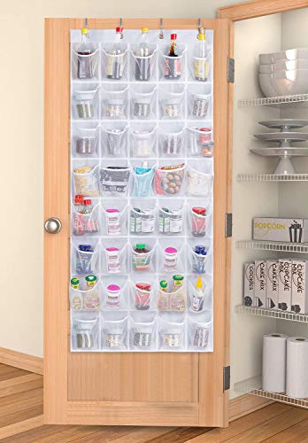 AOODA Over The Door Hanging Pantry Snack Organizer 40 Mesh Pockets Kids Shoe Rack Hanger Holder for Closet, White