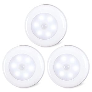 motion sensor lights indoor, star-spangled high cri stick on stair puck lights battery operated, cordless led step night light for under cabinet, hallway, stairway, closet, kitchen (cool white, 3pack)