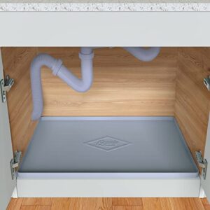 eapele under sink mat kitchen cabinet tray,34″x22″,flexible waterproof silicone made, hold up to 3.3 gallons liquid (gray)