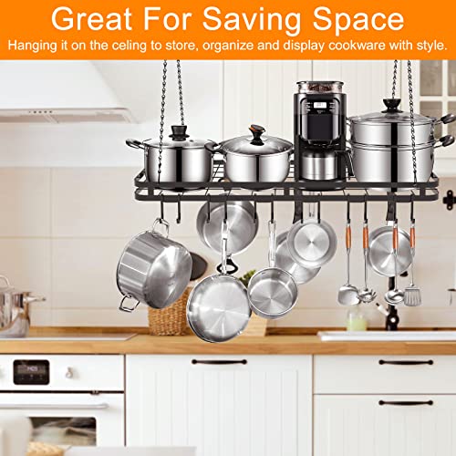 Amtiw 30 Inches Ceiling Pot Rack and Pan Rack for Ceiling with 12 Hooks, Storage Rack Multi-Purpose Organizer for Kitchen Organization, Home, Restaurant, Kitchen Cookware