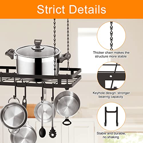 Amtiw 30 Inches Ceiling Pot Rack and Pan Rack for Ceiling with 12 Hooks, Storage Rack Multi-Purpose Organizer for Kitchen Organization, Home, Restaurant, Kitchen Cookware