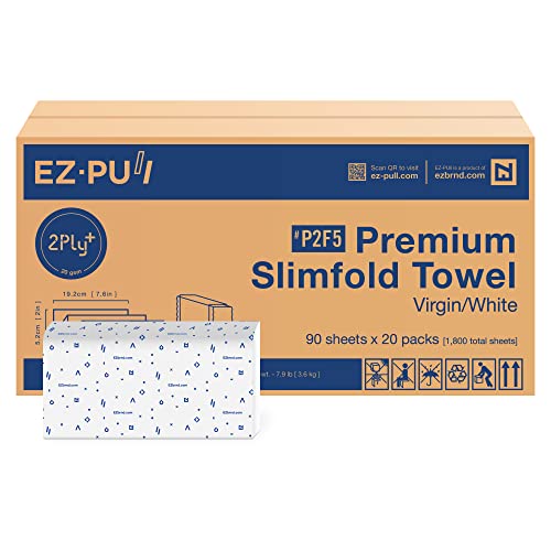 EZ-Pull Premium 2ply+ SLIMFOLD Hand Towel Paper, White, 20 x 90 Sheets, P2F5 (04442)