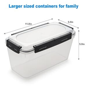 4 PCS Large Airtight Food Storage Containers with Lids Airtight, Pasta Containers for Pantry with Upgrade snaps, Dishwasher Safe Flour and Sugar Containers with Labels, Marker and Measuring Cups…