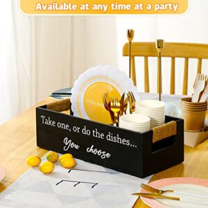 Calmbee Paper Plate Holder, Plate and Cutlery Organizer with Handles, Utensil Caddy Organizer for BBQ Party Picnic Buffet for Plate Cup Fork Knives Spoon Napkin, Paper Plate organizer