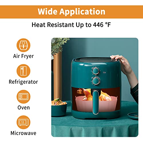 OUTXE 2-Pack Square Silicone Air Fryer Liners 8 inch for 4 to 7 QT Reusable Air Fryer Pot Air Fryer Inserts for Oven Microwave Accessories (Grey+Pink)