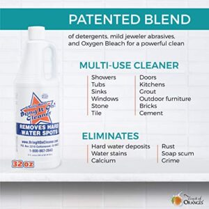 Bring It On Cleaner Hard Water Stain Remover, Shower Door Cleaner, Clean Tile and Grout, Windows, Fiberglass, Tubs, Chrome,32 Ounce.