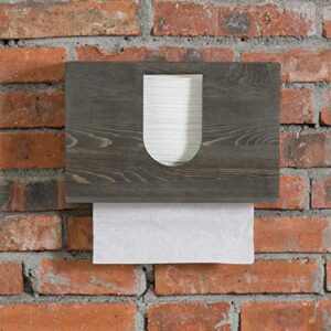 MyGift Vintage Gray Solid Wood Wall Mounted Paper Towel Holder for Bathroom, Tri Fold, Multifold, C Fold, Z Fold Disposable Hand Towel Dispenser Guest Restroom