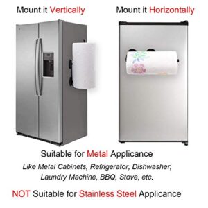 LEVOSHUA Magnetic Paper Towel Holder Paper Towel Rack Tower Bar for Refrigerator, Metal Cabinet Black