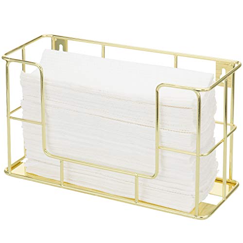 MyGift Modern Brass Tone Metal Wire Commercial Wall Mounted or Tabletop Paper Folded Towel Holder Dispenser Rack