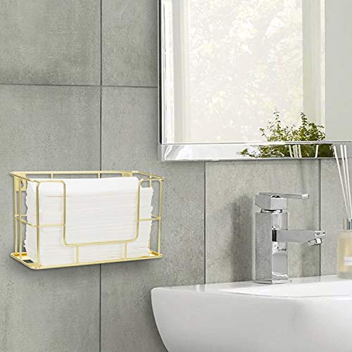 MyGift Modern Brass Tone Metal Wire Commercial Wall Mounted or Tabletop Paper Folded Towel Holder Dispenser Rack