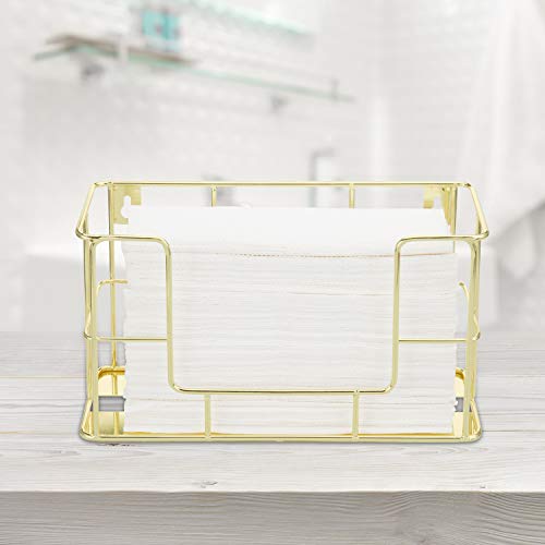 MyGift Modern Brass Tone Metal Wire Commercial Wall Mounted or Tabletop Paper Folded Towel Holder Dispenser Rack