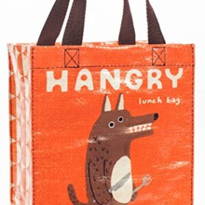 Blue Q Handy Tote ~ Hangry. Reusable lunch bag, little tote, gift bag, sturdy and easy to clean, made from 95% recycled material, 10"h x 8.5"w x 4.5"d