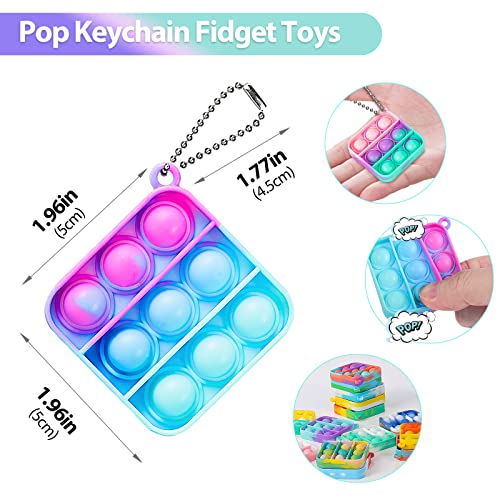 Pop Fidget Toys Its Party Favors for Kids 4-8, 30 PCS Easter Basket Stuffers Mini Pop Keychain It Fidget Toy Bulk Toddler Toys Fidgets Pack Sensory Toys Stress Toys Classroom Prizes for Boy Girl Adult