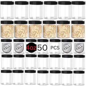 zavbe 4oz container with lids 50 pack clear plastic round storage jars tall height 6.2cm for refillable liquid and solid body butter