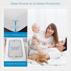GRT 2 Pack 100% Waterproof Mattress Protector Twin Size, Breathable & Noiseless Waterproof Mattress Cover Fitted Deep Pocket from 5" to 19", Smooth Washable Twin Bed Protector - Vinyl Free