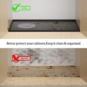 Under Sink Mat Waterproof for 36" Cabinet, Kitchen Rubber mat, Holds Over 3.3 Gallons Liquid Carbon Cabinets Leak Protector Bathroom Sink Line Drip Tray Sink Pan Black 35x22.5 inch
