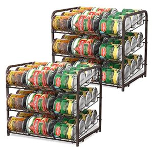 can organizer for pantry stackable 2 pack, can storage organizer rack stacking can dispensers small space holds up to 36 cans for pantry, kitchen, cabinet- brown