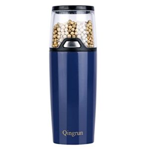 qingrun electric salt or pepper grinder is provided with button control for grinding,battery-powered pepper mill,one-hand operation and white light.adjustable roughness pepper grinder.blue