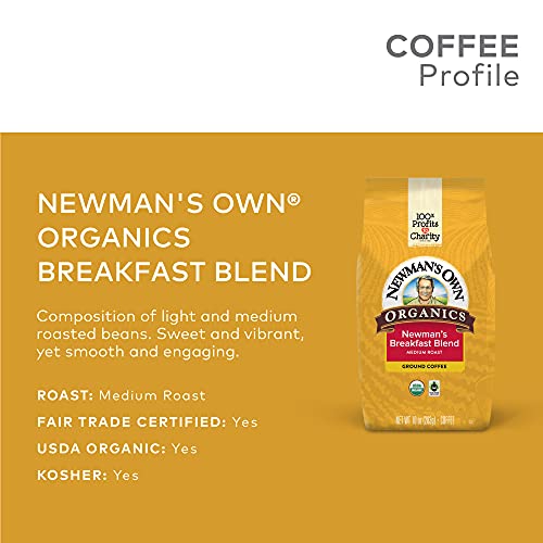 Newman's Own Organics Newman's Breakfast Blend, Ground Coffee, Medium Roast, Bagged 10oz