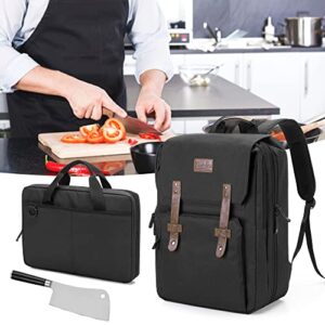 SAMDEW Large Chef Backpack & Knife Bag, Knife Backpack and Chef Bag with Lock Hole, Knife Carrier Chef Utensil Case with Multiple Pockets & Slots for Kitchenware, Patent Pending (Knife Not Included)