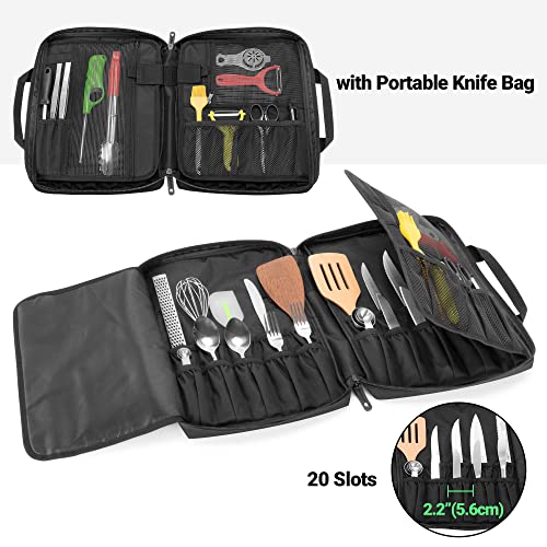 SAMDEW Large Chef Backpack & Knife Bag, Knife Backpack and Chef Bag with Lock Hole, Knife Carrier Chef Utensil Case with Multiple Pockets & Slots for Kitchenware, Patent Pending (Knife Not Included)