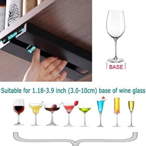 Manwo 2 Pack Wine Glass Holder Under Shelf or Cabinet Punch-free Wine Glass Rack Plastic Stemware Rack Glassware Drying Storage Hanger for Kitchen,Bar and Restaurant(Black)