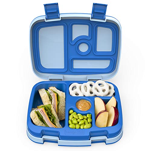 Bentgo® Kids Leak-Proof, 5-Compartment Bento-Style Kids Lunch Box - Ideal Portion Sizes for Ages 3 to 7, BPA-Free, Dishwasher Safe, Food-Safe Materials, 2-Year Warranty (Blue)