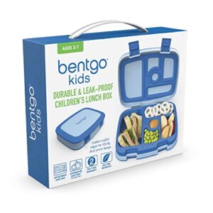 Bentgo® Kids Leak-Proof, 5-Compartment Bento-Style Kids Lunch Box - Ideal Portion Sizes for Ages 3 to 7, BPA-Free, Dishwasher Safe, Food-Safe Materials, 2-Year Warranty (Blue)