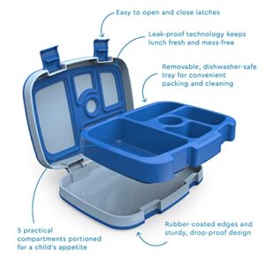 Bentgo® Kids Leak-Proof, 5-Compartment Bento-Style Kids Lunch Box - Ideal Portion Sizes for Ages 3 to 7, BPA-Free, Dishwasher Safe, Food-Safe Materials, 2-Year Warranty (Blue)