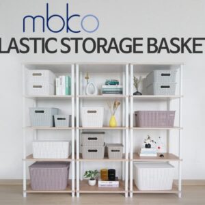 MBKO Plastic Storage Basket - Kitchen Office Pantry Organizer Bins (Medium-6PK, White)