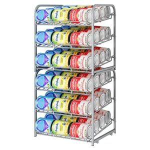aiyaka 3 tier stackable can rack organizer,for food storage,kitchen cabinets or countertops,storage for 36 cans,2-piece,silver